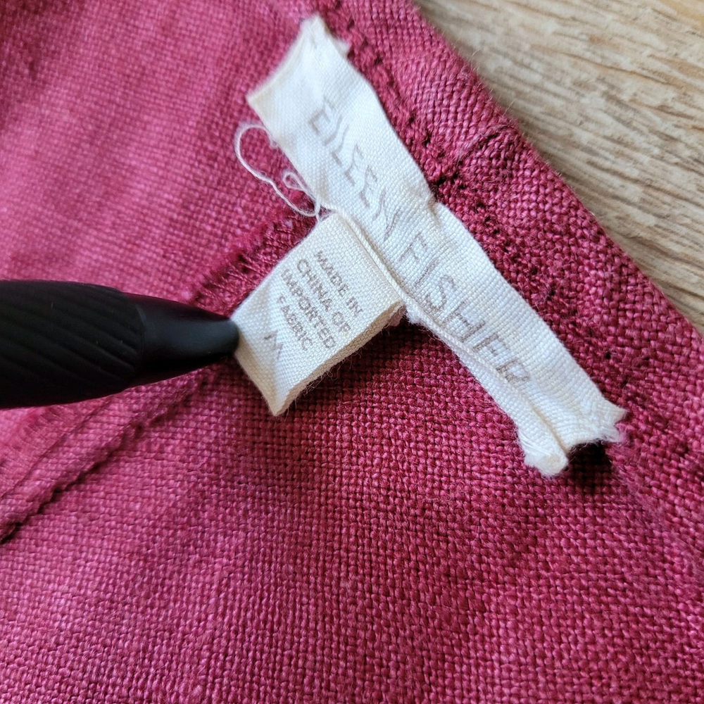 NWOT Eileen Fisher Linen Midi Skirt Red Size Medium preppy PULL-ON Fits XL/1X - Picture 4 of 9